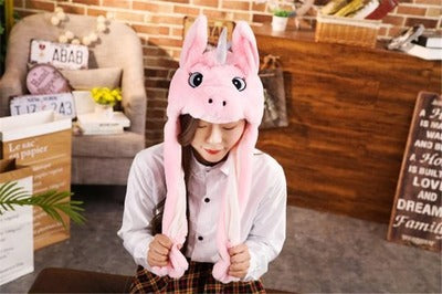 Better Quality Rabbit hat with moving ears Plush sweet and cute internet celebrity airbag hat cartoon gift for men and women
