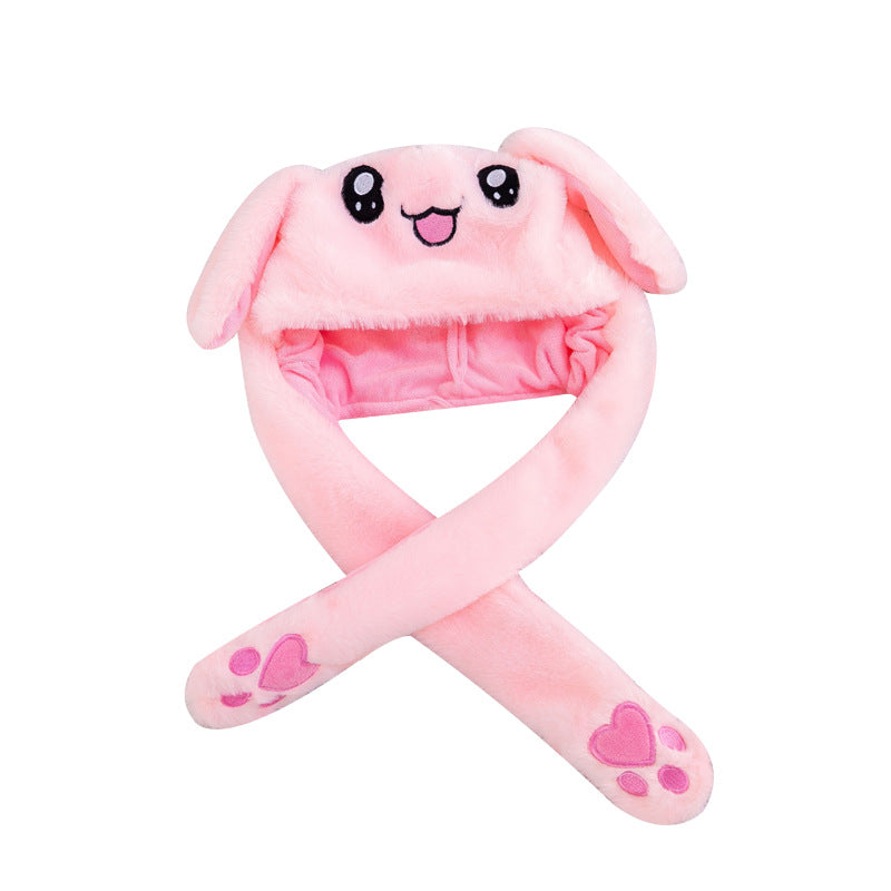 Creative rabbit hat with moving ears with light Tiktok hot sale plush hats