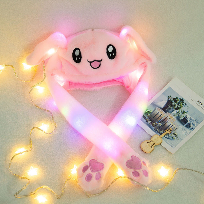 Creative rabbit hat with moving ears with light Tiktok hot sale plush hats