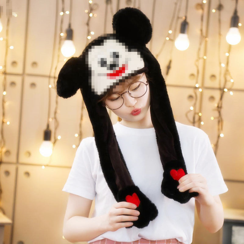 Rabbit ear plush hat airbag hat ears move animal hat plush toy colorful luminescence