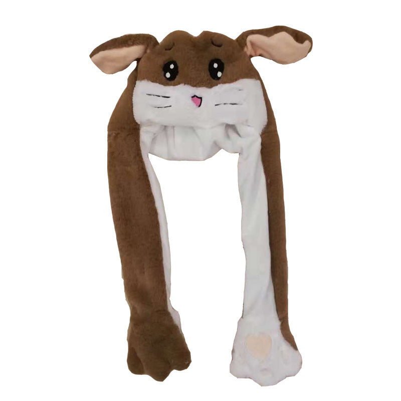 Rabbit ear plush hat airbag hat ears move animal hat plush toy colorful luminescence