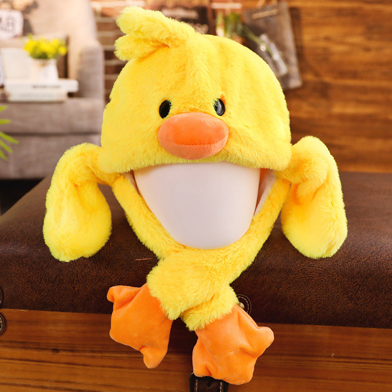 Rabbit ear plush hat airbag hat ears move animal hat plush toy colorful luminescence