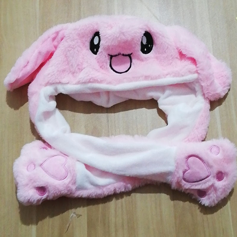 Rabbit ear plush hat airbag hat ears move animal hat plush toy colorful luminescence
