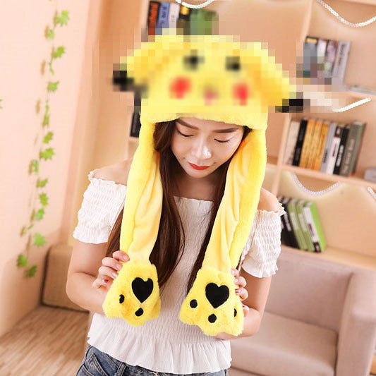 Rabbit ear plush hat airbag hat ears move animal hat plush toy colorful luminescence