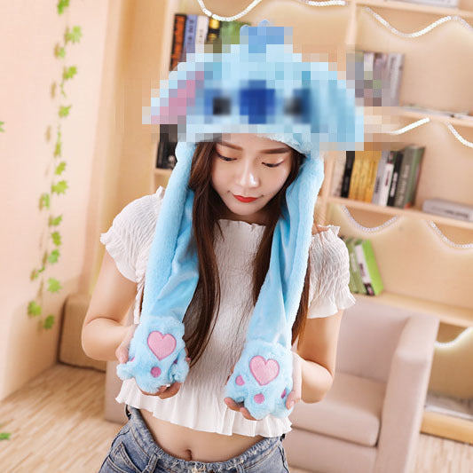 Rabbit ear plush hat airbag hat ears move animal hat plush toy colorful luminescence