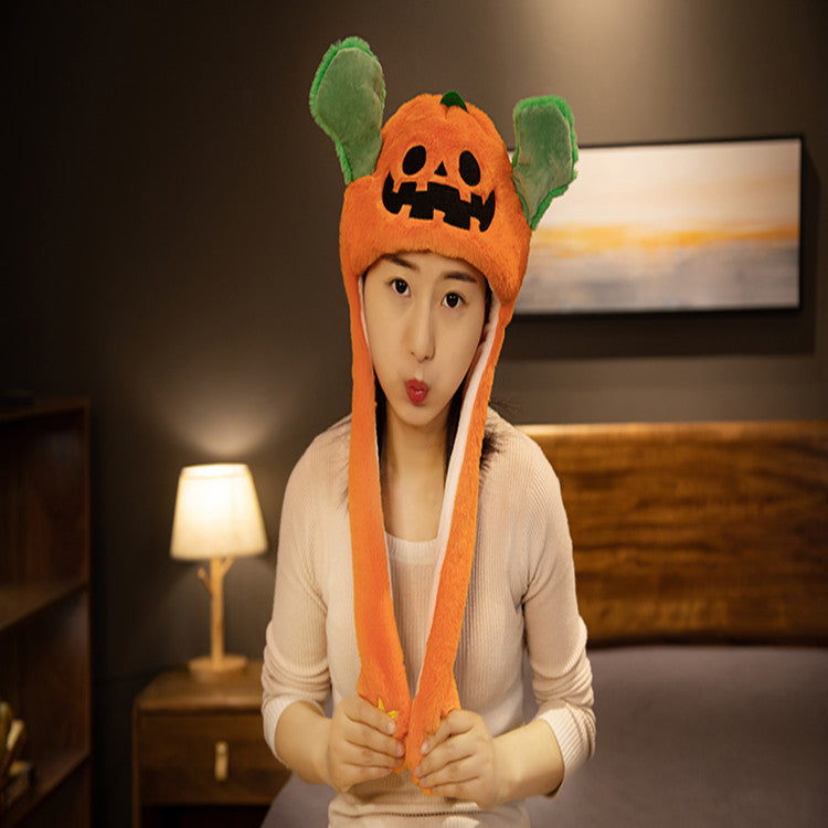 Rabbit ear plush hat airbag hat ears move animal hat plush toy colorful luminescence