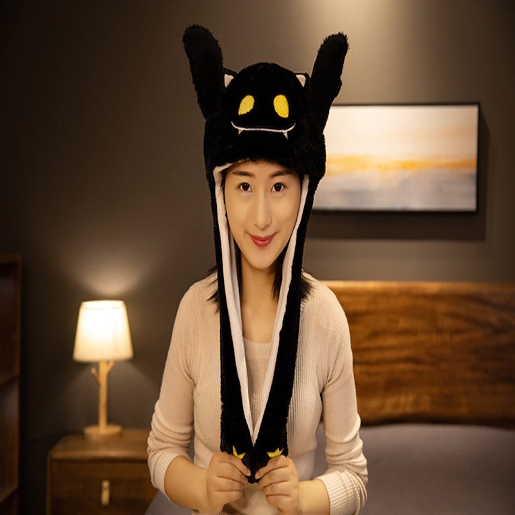 Rabbit ear plush hat airbag hat ears move animal hat plush toy colorful luminescence