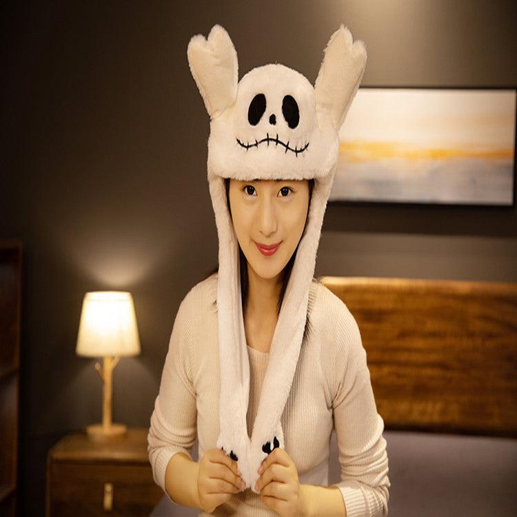 Rabbit ear plush hat airbag hat ears move animal hat plush toy colorful luminescence