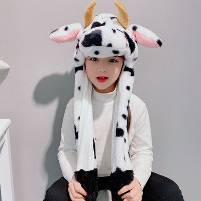 Better Quality Rabbit hat with moving ears Plush sweet and cute internet celebrity airbag hat cartoon gift for men and women