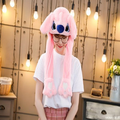 Better Quality Rabbit hat with moving ears Plush sweet and cute internet celebrity airbag hat cartoon gift for men and women
