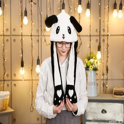 Better Quality Rabbit hat with moving ears Plush sweet and cute internet celebrity airbag hat cartoon gift for men and women