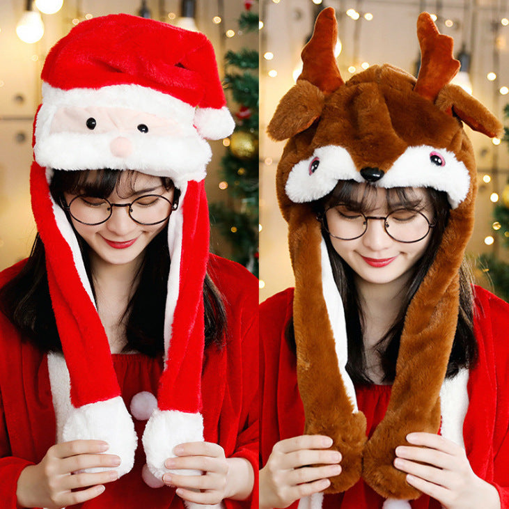 Better Quality Rabbit hat with moving ears Plush sweet and cute internet celebrity airbag hat cartoon gift for men and women