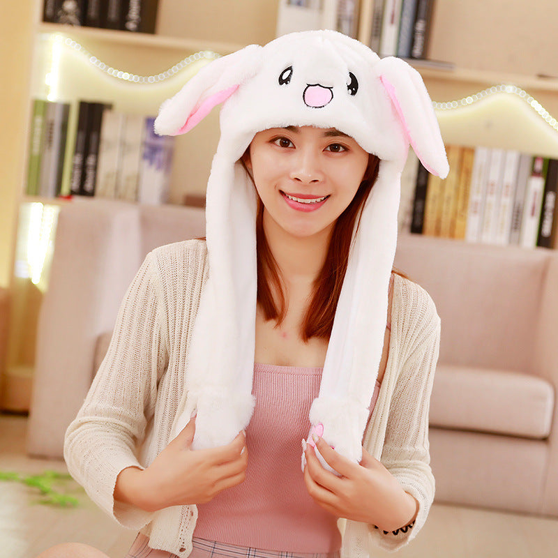 Rabbit ear plush hat airbag hat ears move animal hat plush toy colorful luminescence