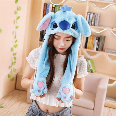 Better Quality Rabbit hat with moving ears Plush sweet and cute internet celebrity airbag hat cartoon gift for men and women