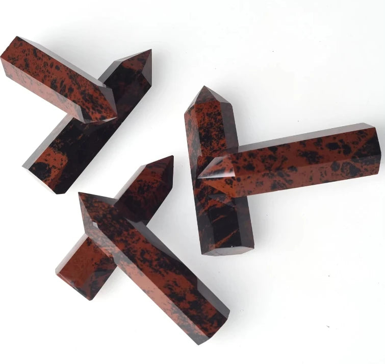 Red Black Obsidian Towers Healing Crystals Stones Fengshui Obsidian Points Wand for Decoration