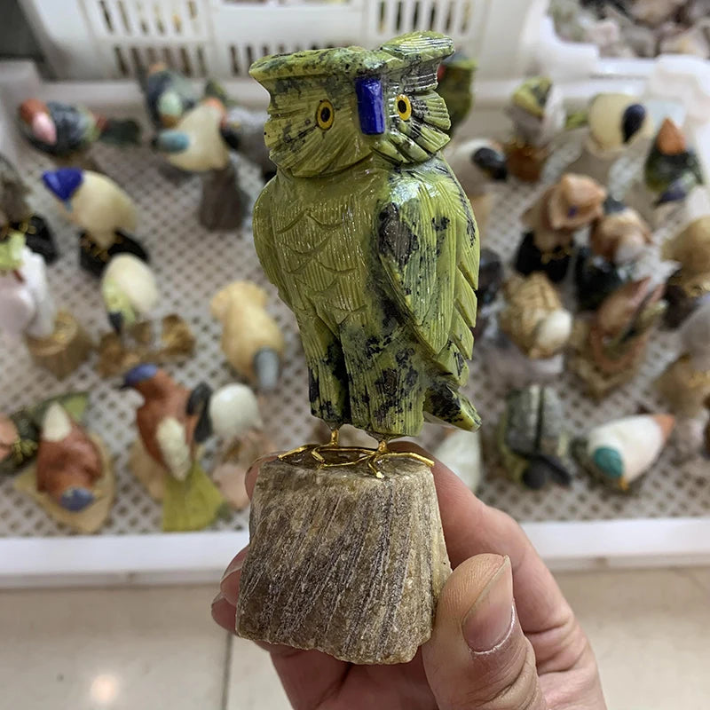 Wholesale Natural Carved Crystal Bird Quartz Parrot Owl Animal for Home Decoration