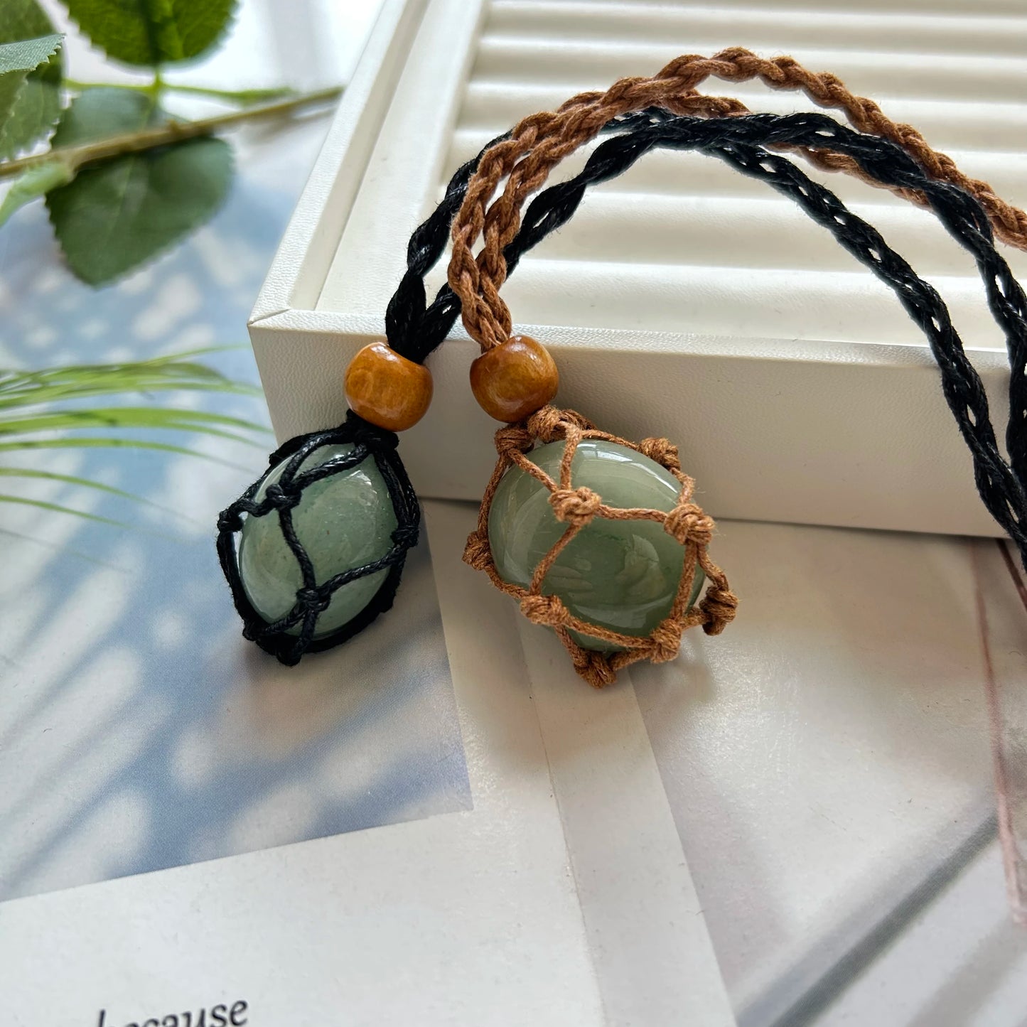 Crystal Tumbled Rough Stone Pendant Necklace Hand Net Woven Adjustable Necklace Gemstone Irregular Chakra Gemstones Necklace