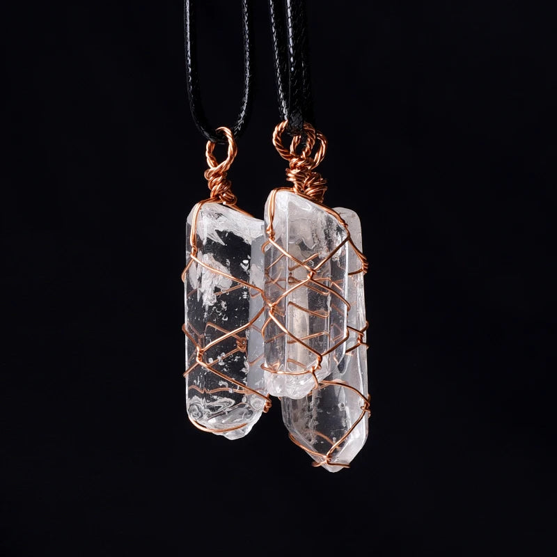 Wholesale Wrapped Clear Quartz Stone Pendants Wire Wrap Healing Stones Crystal Point Pendant