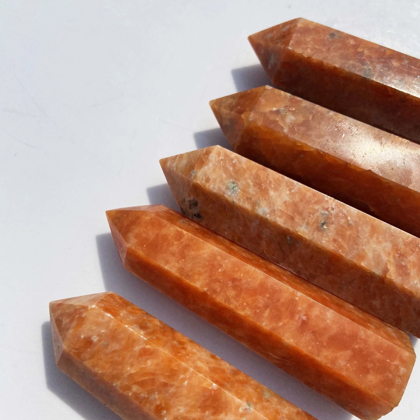 Orange Sunstone Natural Golden Crystal Polished 6 Sides Obelisk Sunstone Tower for Healing