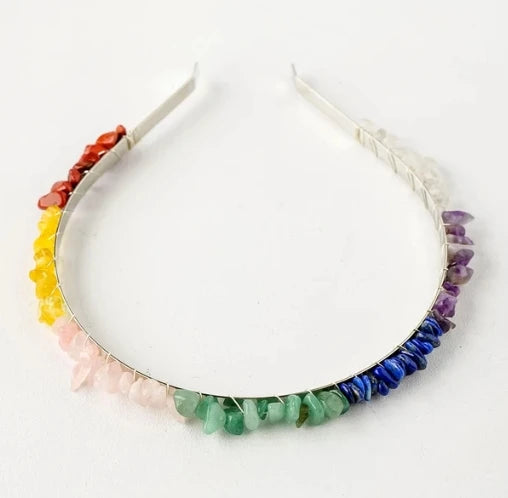 Natural Crystal Chip Rose Quartz Hair Band Colourful Crystal Craft DIY Women Crystal Hairbands for Wedding Gift