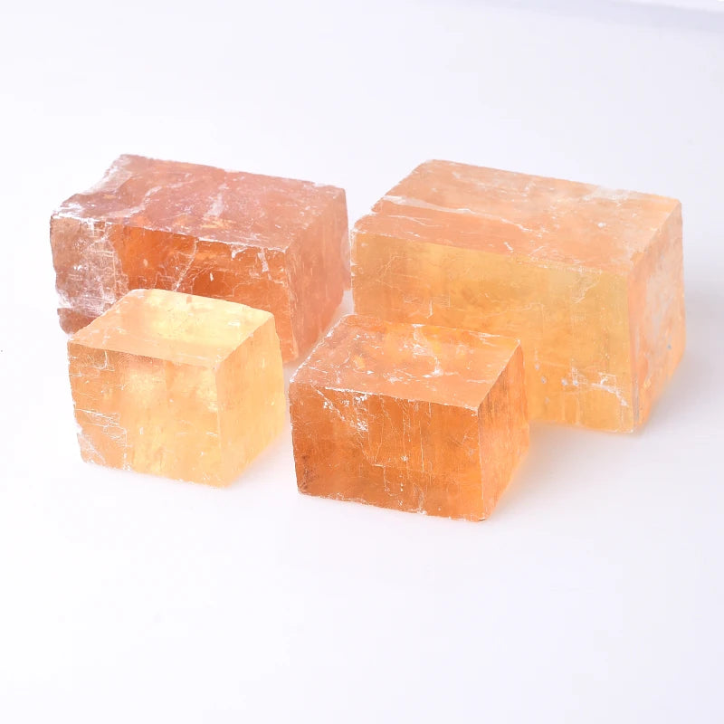 Wholesale Natural Yellow Calcite Cuboid Iceland Spar Cube Optical Calcite For Decoration