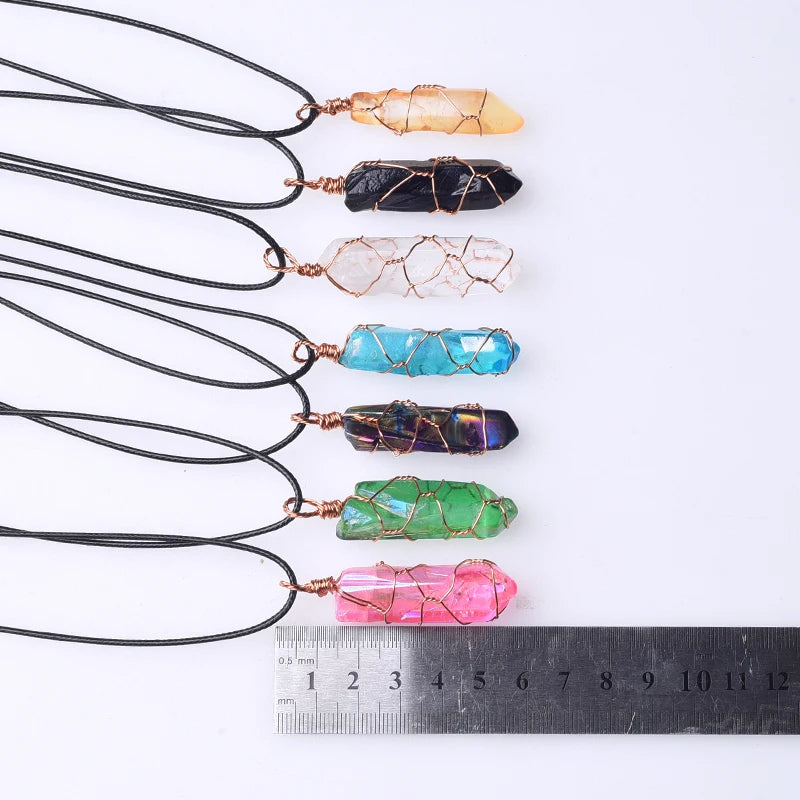 Wholesale Wrapped Clear Quartz Stone Pendants Wire Wrap Healing Stones Crystal Point Pendant