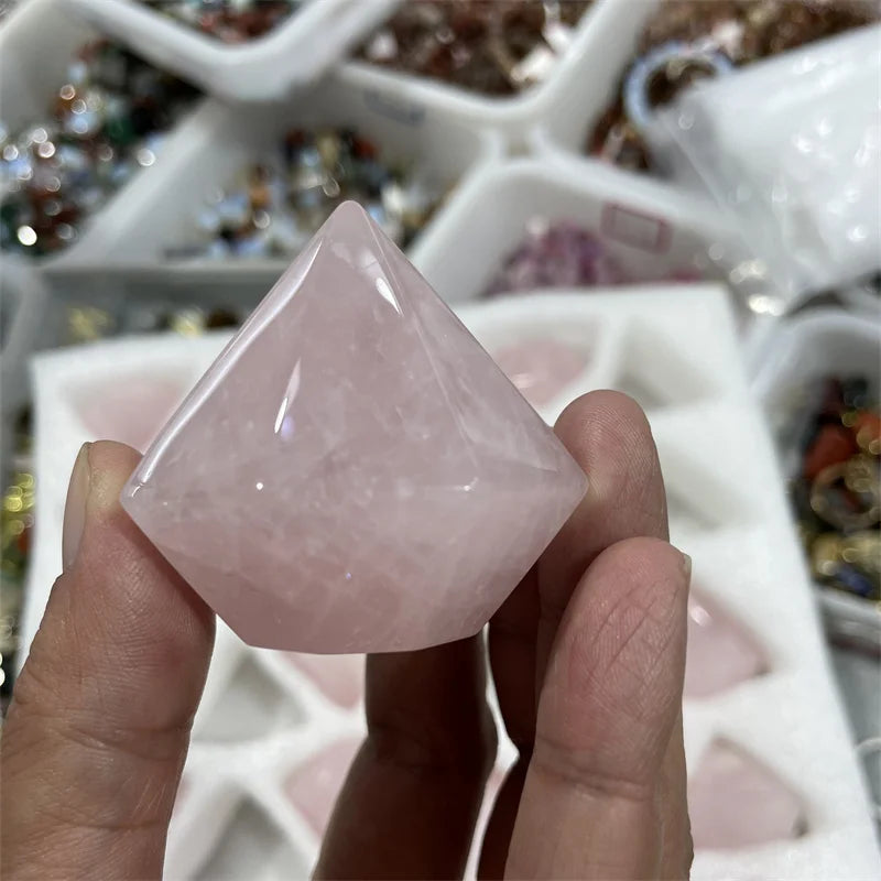 Wholesale Amethyst Rose Quartz Ornaments Diamond Shaped Crystal Crafts for Decoration