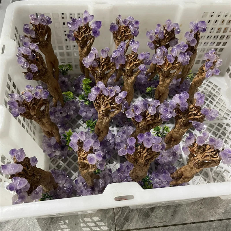 Wholesale Natural Amethyst Crafts Dryad Tree People Amethyst Groot Resin Crafts for Decoration