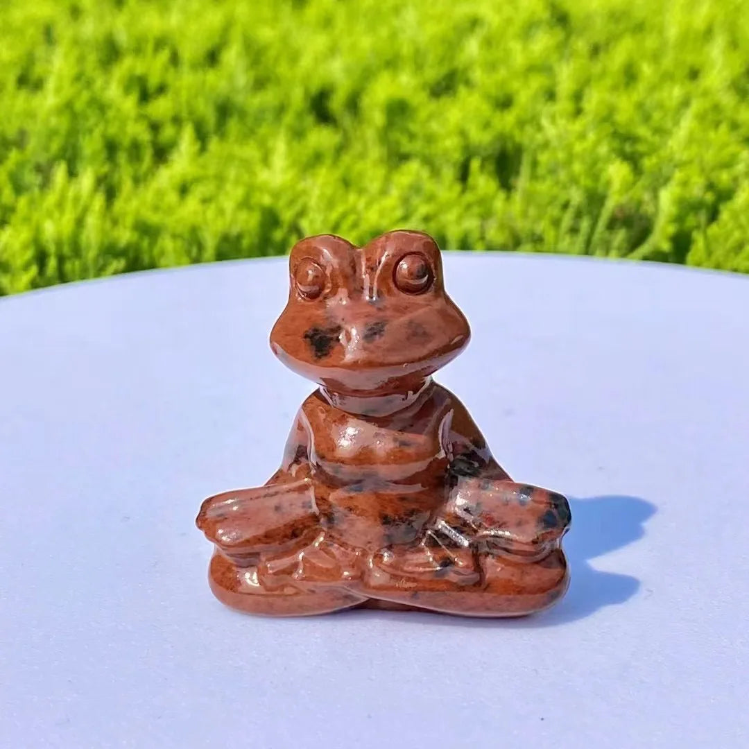 Wholesale natural crystals and stones carvings crafts Yoga Frog carvings Frog for home decoration