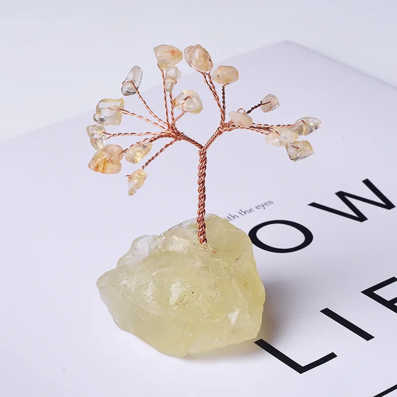 Wholesale Rough Stone Base Money Tree Healing Stones Crystals Lucky Tree Money Tree for Decoration