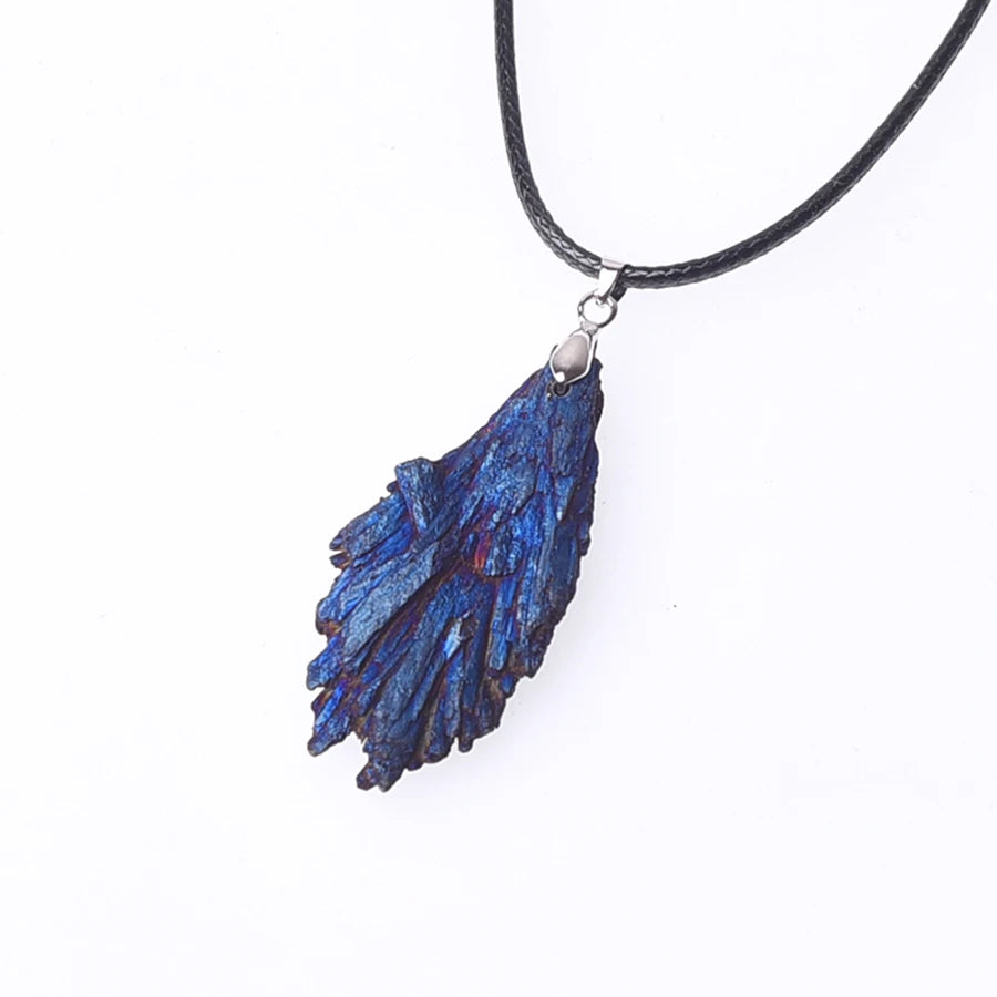 Wholesale Hand Made Angel Aura Black Tourmaline Wings Pendant Irregular Raw Gemstone DIY Crystal Necklace