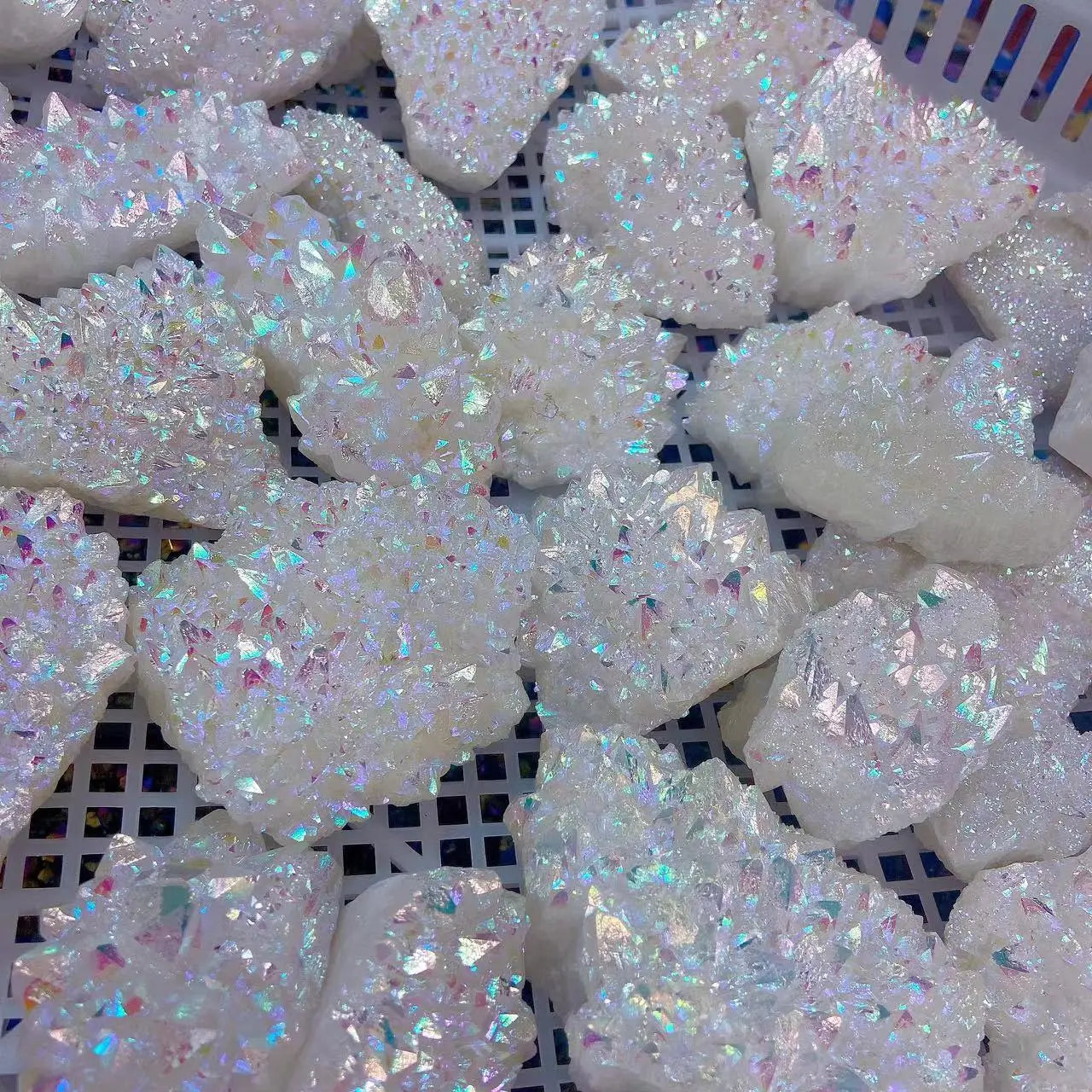 Wholesale Natural High Quality Titanium Rainbow Angel Aura Cluster Crystal Quartz Minerals for Healing