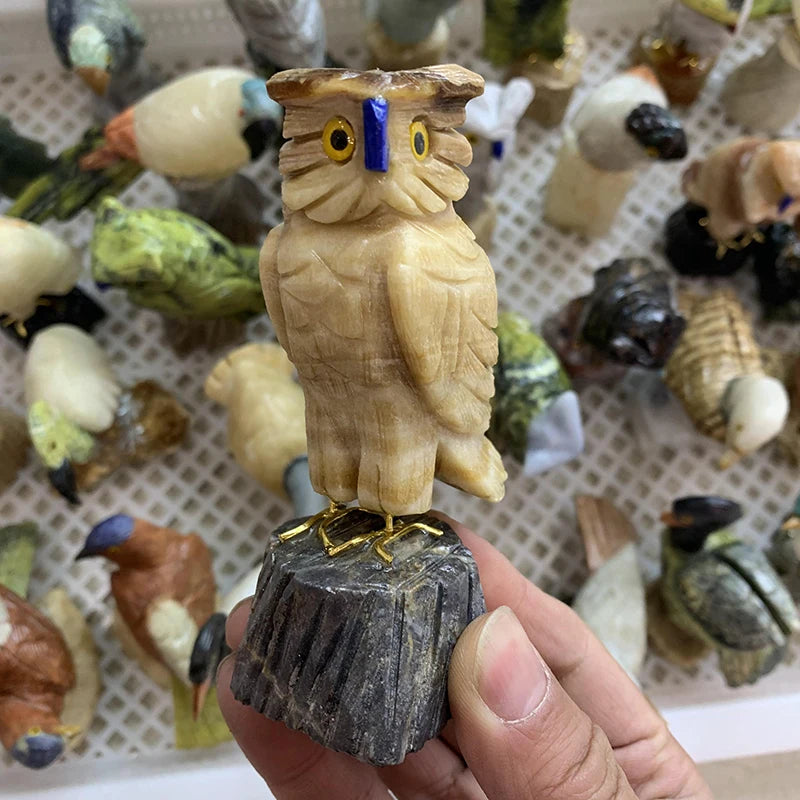 Wholesale Natural Carved Crystal Bird Quartz Parrot Owl Animal for Home Decoration
