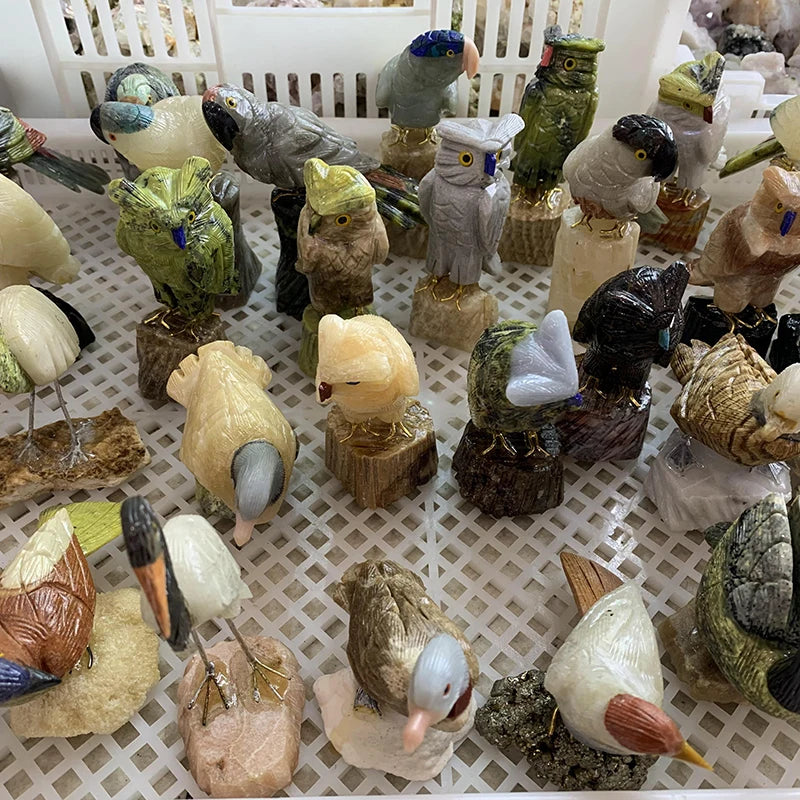 Wholesale Natural Carved Crystal Bird Quartz Parrot Owl Animal for Home Decoration