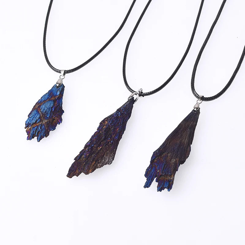 Wholesale Hand Made Angel Aura Black Tourmaline Wings Pendant Irregular Raw Gemstone DIY Crystal Necklace