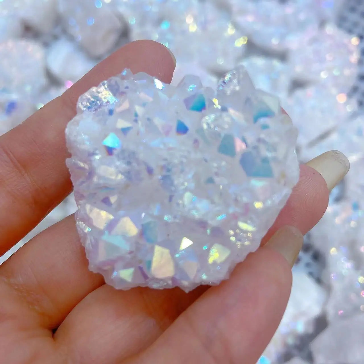 Wholesale Natural High Quality Titanium Rainbow Angel Aura Cluster Crystal Quartz Minerals for Healing