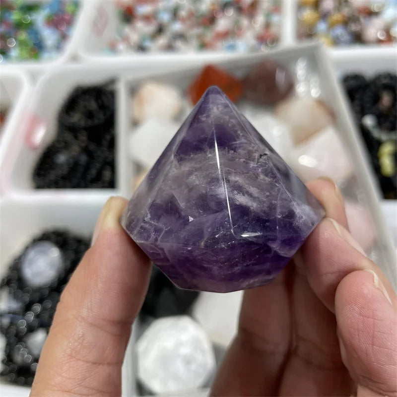 Wholesale Amethyst Rose Quartz Ornaments Diamond Shaped Crystal Crafts for Decoration
