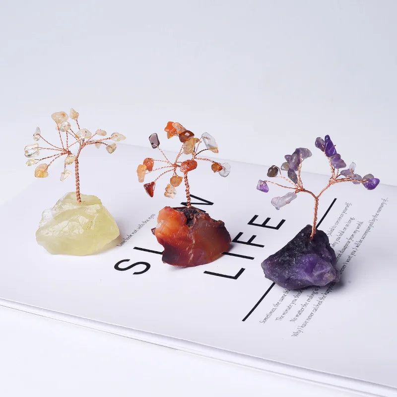 Wholesale Rough Stone Base Money Tree Healing Stones Crystals Lucky Tree Money Tree for Decoration
