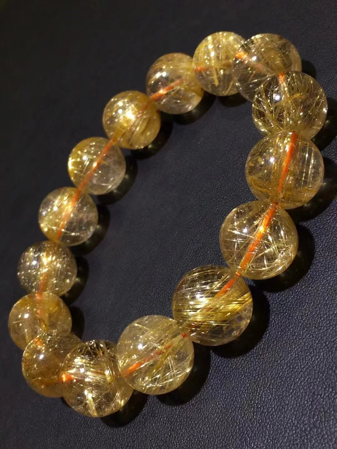 Natural Homemade Yellow Spiritual Bead Golden Rutilated Crystal Quartz Bracelet for Women Natural Water Crystal Bracelet