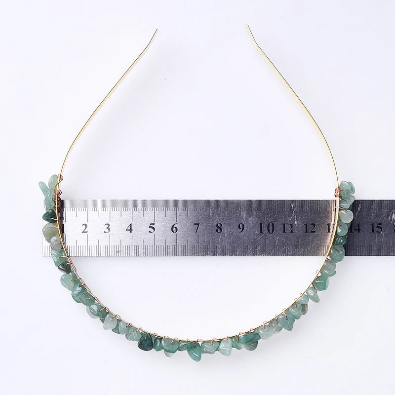 Natural Crystal Chip Rose Quartz Hair Band Colourful Crystal Craft DIY Women Crystal Hairbands for Wedding Gift