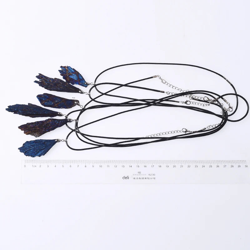 Wholesale Hand Made Angel Aura Black Tourmaline Wings Pendant Irregular Raw Gemstone DIY Crystal Necklace
