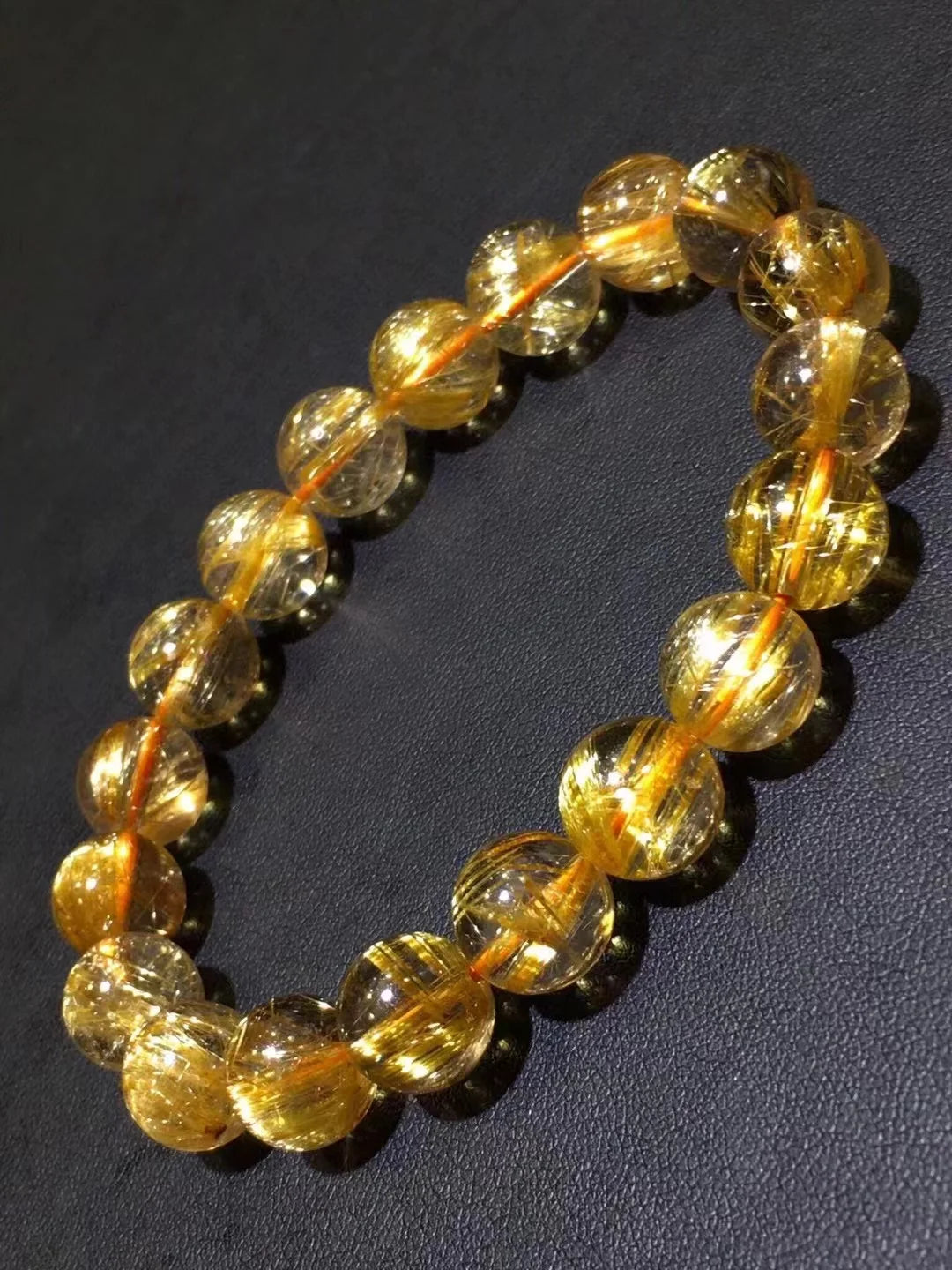 Natural Homemade Yellow Spiritual Bead Golden Rutilated Crystal Quartz Bracelet for Women Natural Water Crystal Bracelet