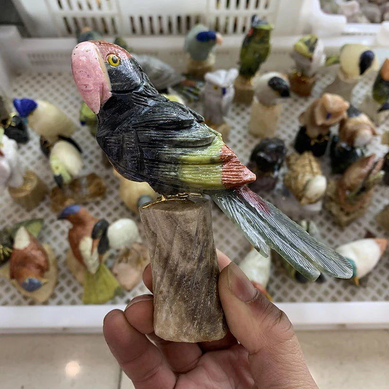 Wholesale Natural Carved Crystal Bird Quartz Parrot Owl Animal for Home Decoration