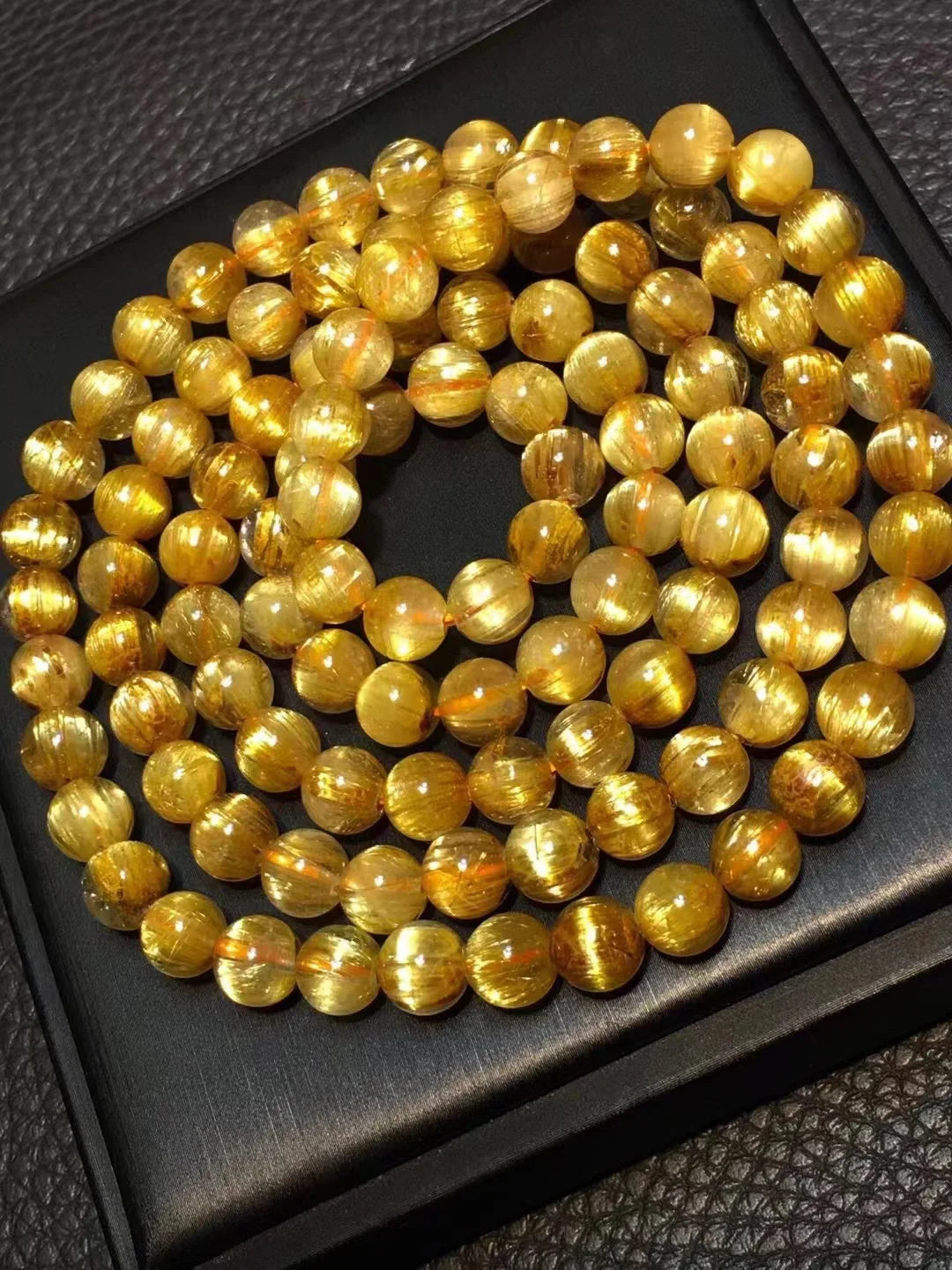 Natural Homemade Yellow Spiritual Bead Golden Rutilated Crystal Quartz Bracelet for Women Natural Water Crystal Bracelet