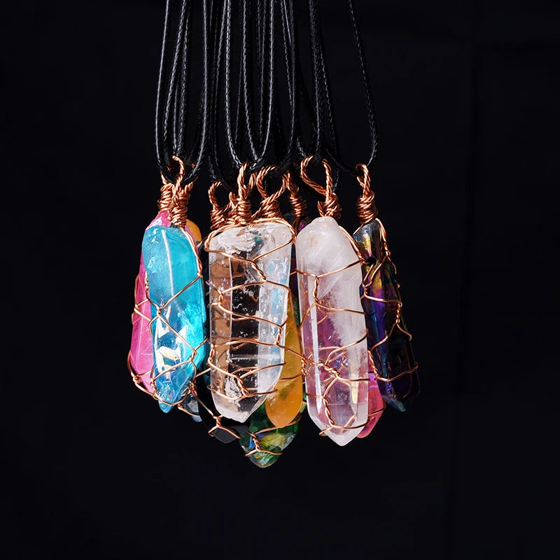 Wholesale Wrapped Clear Quartz Stone Pendants Wire Wrap Healing Stones Crystal Point Pendant