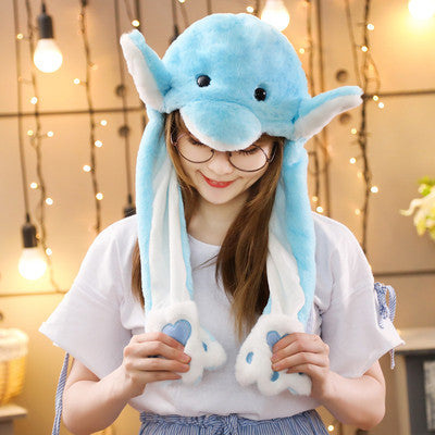 Better Quality Rabbit hat with moving ears Plush sweet and cute internet celebrity airbag hat cartoon gift for men and women