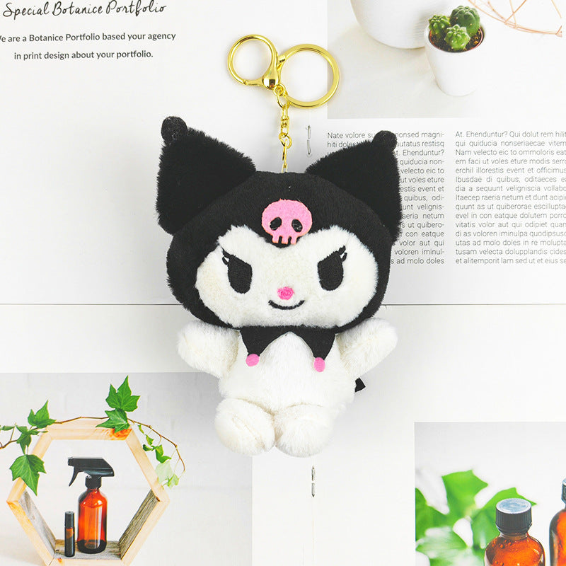 Cartoon Anime Sanrio Plush Doll Pendant Cute Kuromi Keychain Doll Machine Schoolbag plush keychain