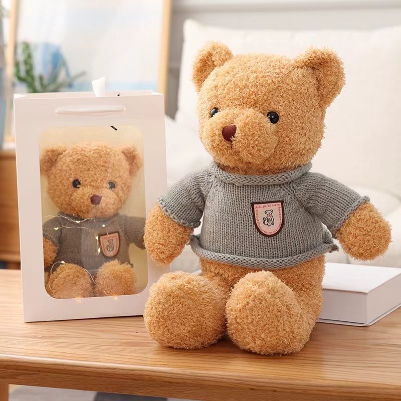 Teddy bear doll wholesale sweater plush toy pillow cloth doll wedding gift Valentine's Day gift