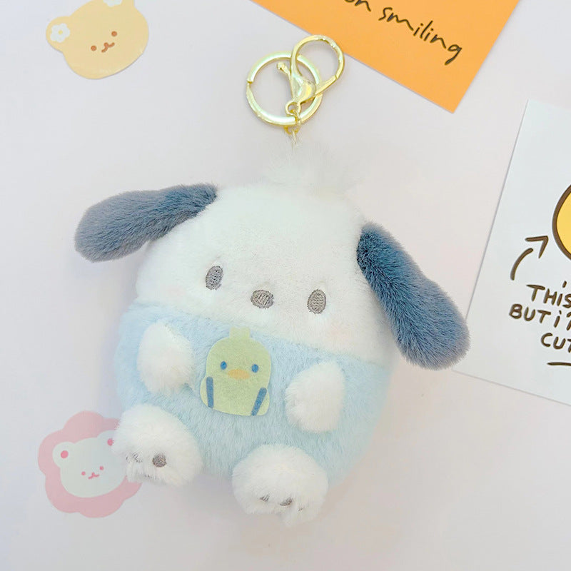 Cute Kuromi pache dog Melody plush keychain coin purse earphone bag student wallet keychain doll pendant