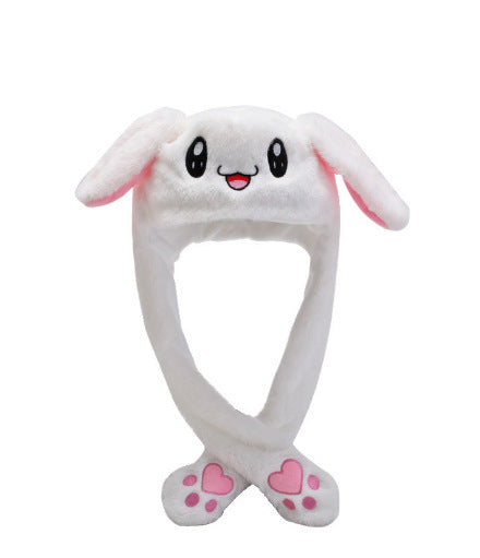 Creative rabbit hat with moving ears with light Tiktok hot sale plush hats